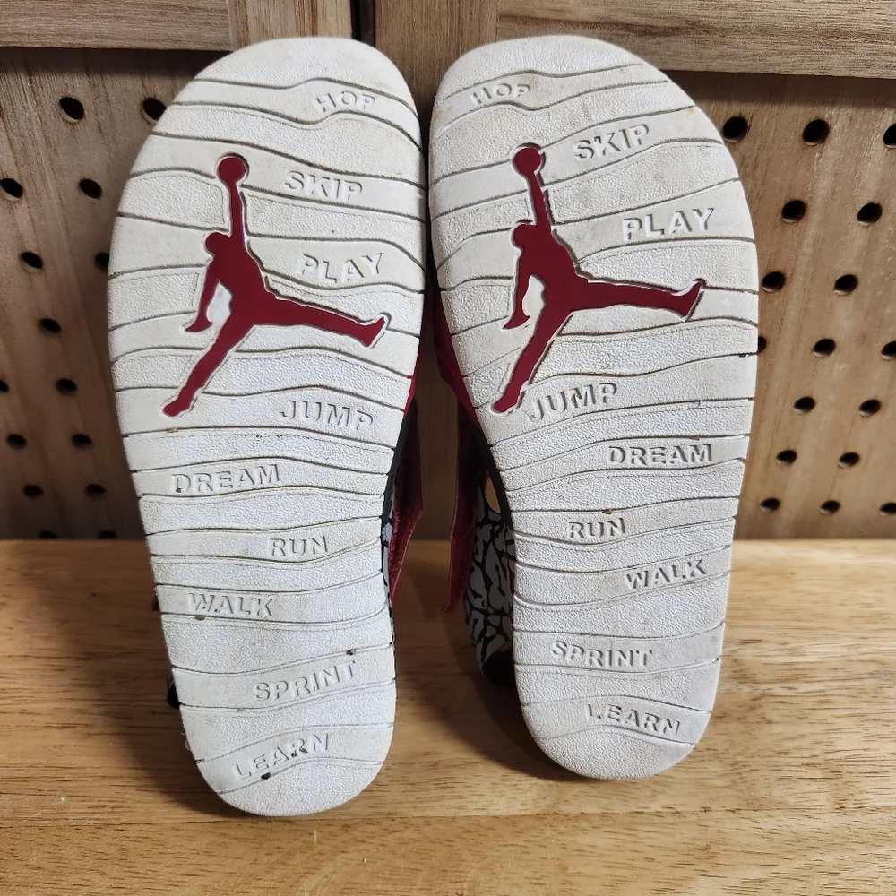 Big Kids Size 3Y Nike Jordan Sandals Flare Gym Red/ Black-white, CI7849 610